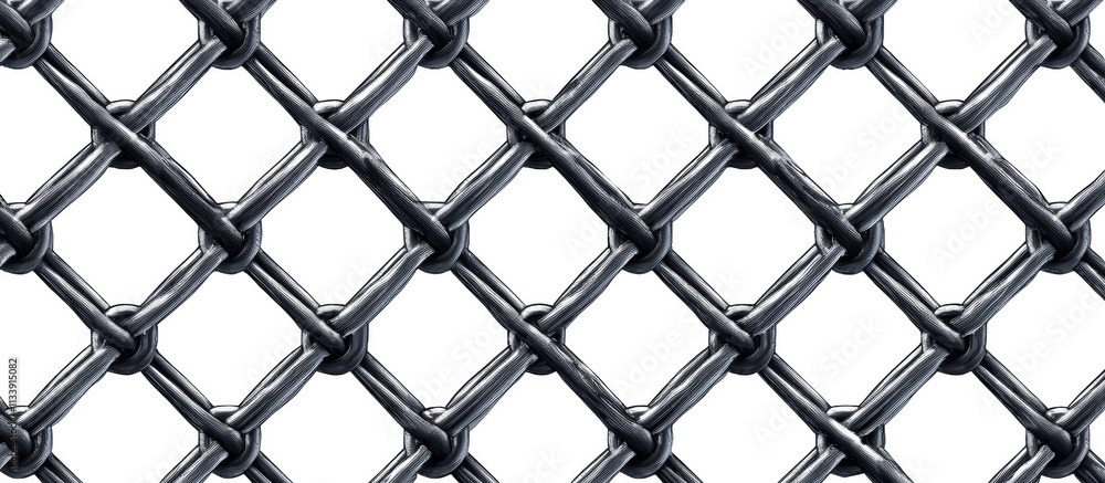 Naklejka premium A black and white drawing of a chain link fence with a lot of knots