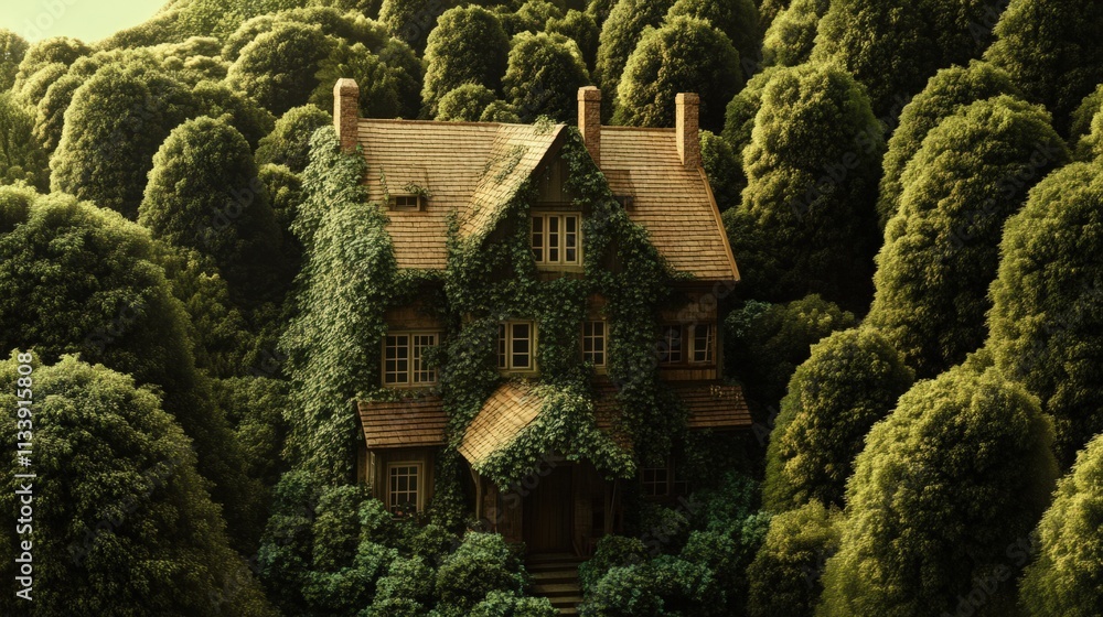 Overgrown House Hidden Deep Within Lush Green Forest Overgrown House Hidden Deep Within Lush Green Forest