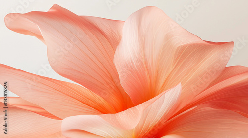 Close-up of vibrant pink hibiscus petals on soft light background, showcasing delicate textures and smooth natural curves of tropical floral beauty.