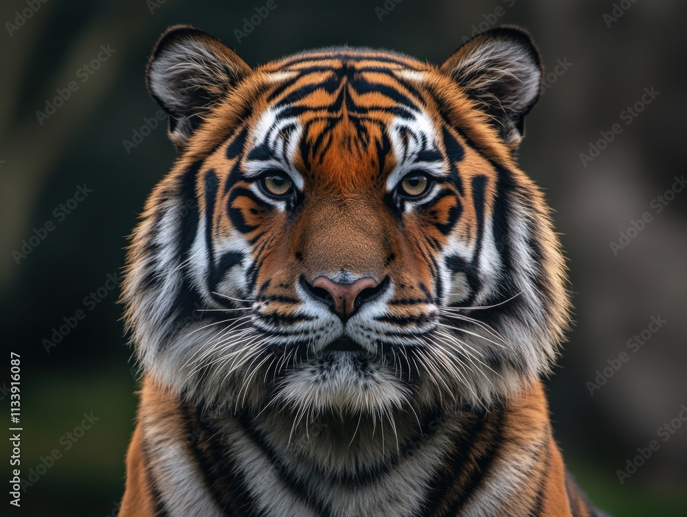 majestic tiger portrait with striking features majestic tiger portrait with striking features