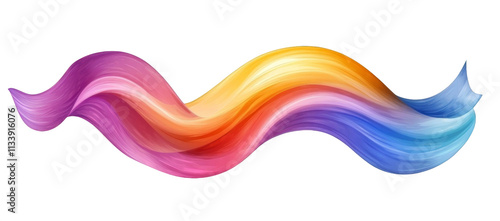 A colorful, rainbow-colored wave is drawn on a white background