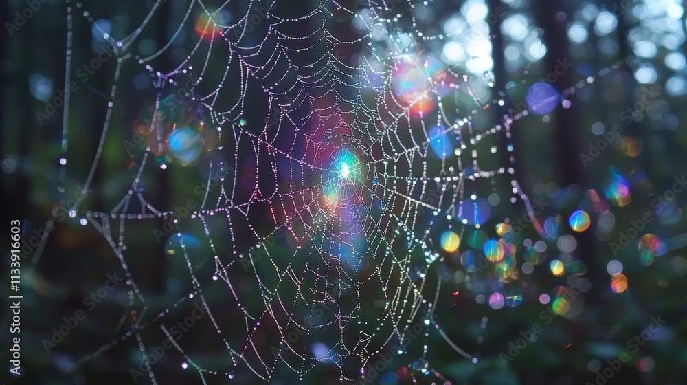 Surreal spiderweb scene in nature crystal-clear beauty close-up perspective dreamlike environment captivating atmosphere Surreal spiderweb scene in nature crystal-clear beauty close-up perspective dreamlike environment captivating atmosphere