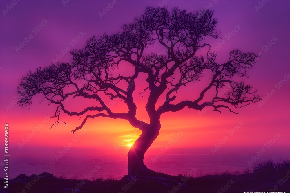 Silhouette of a tree at sunset Silhouette of a tree at sunset