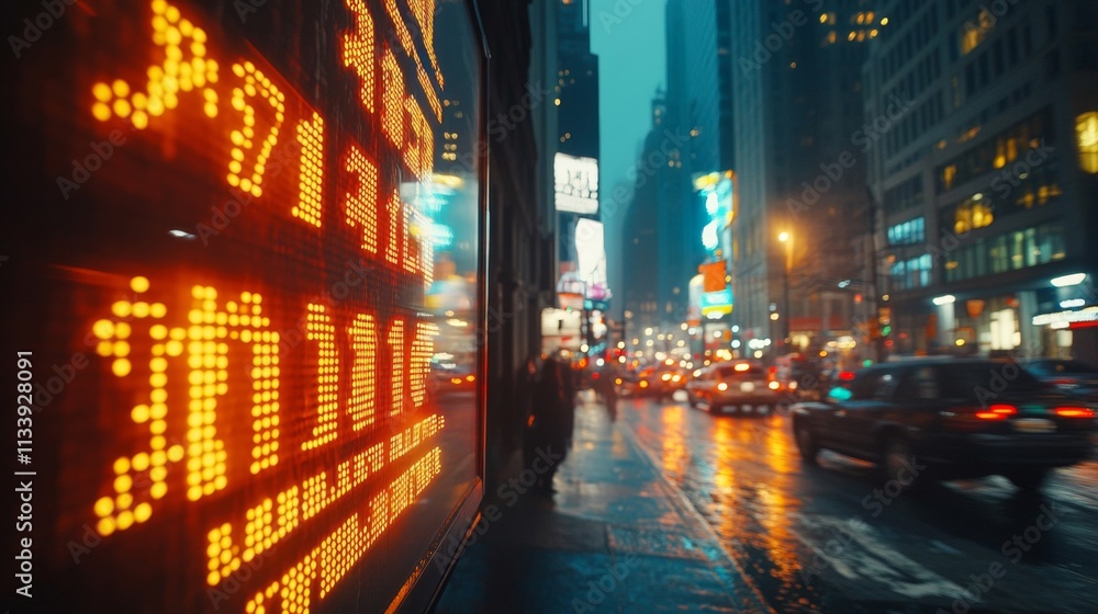 Obraz premium Illuminated Digital Sign in a City at Night