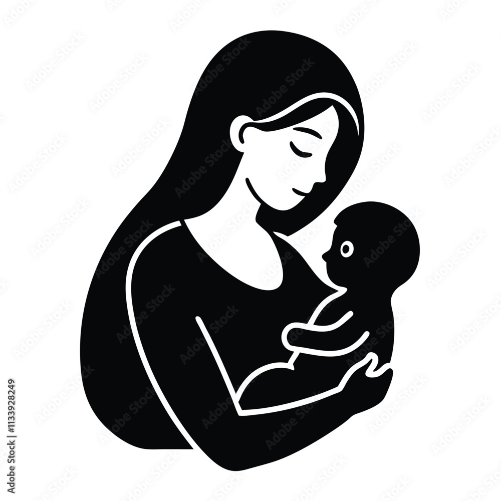 Mother and Baby Care Silhouette Vector Art Illustration - Loving Bond and Tender Moments Mother and Baby Care Silhouette Vector Art Illustration - Loving Bond and Tender Moments