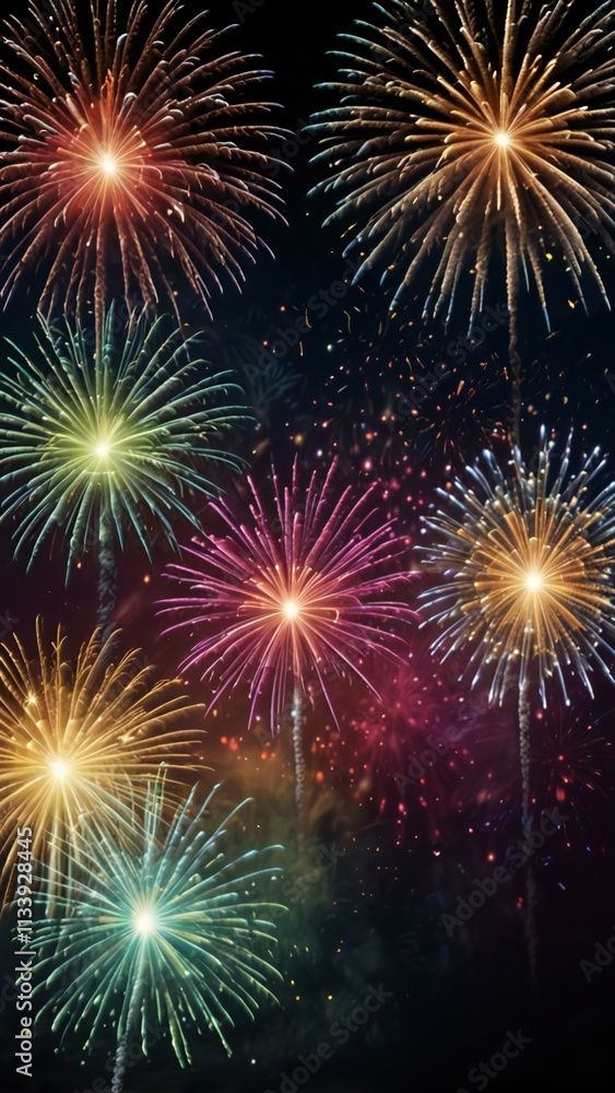 Naklejka premium fireworks on the night sky