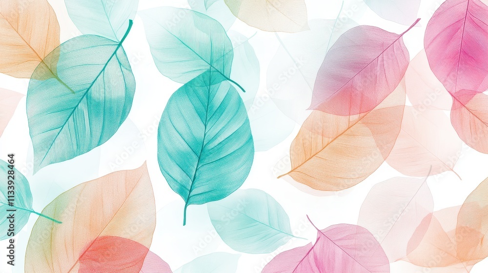 Obraz premium A colorful leaf pattern is shown on a white background