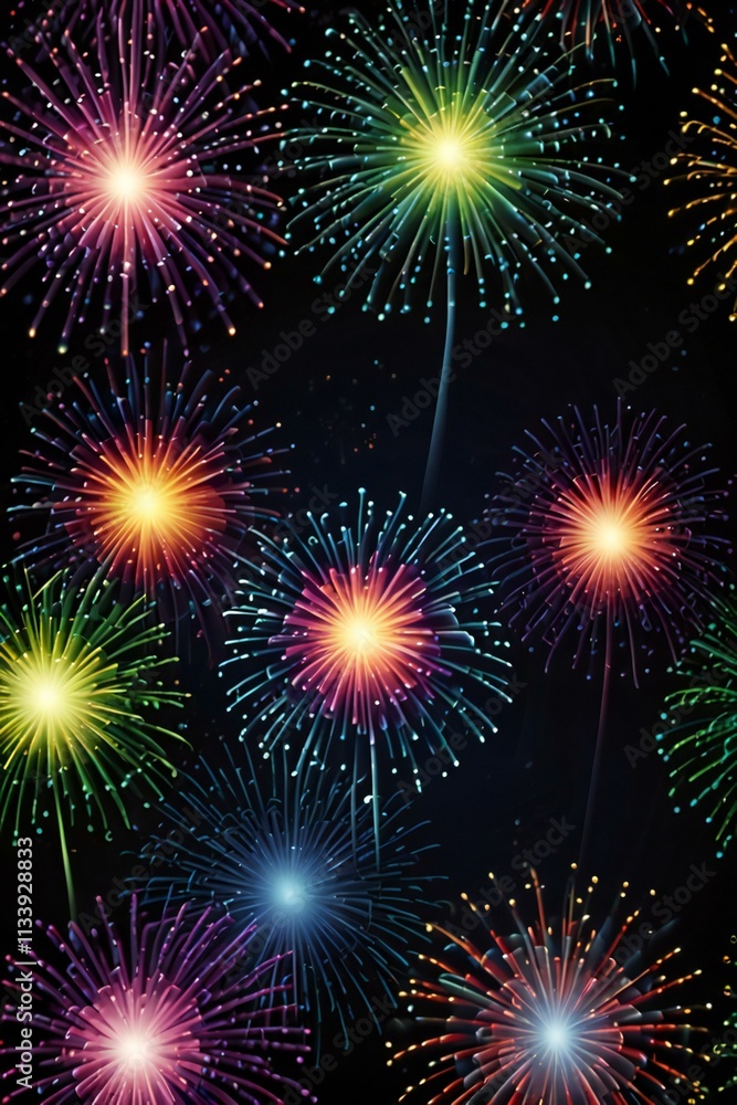 Naklejka premium fireworks on the night sky