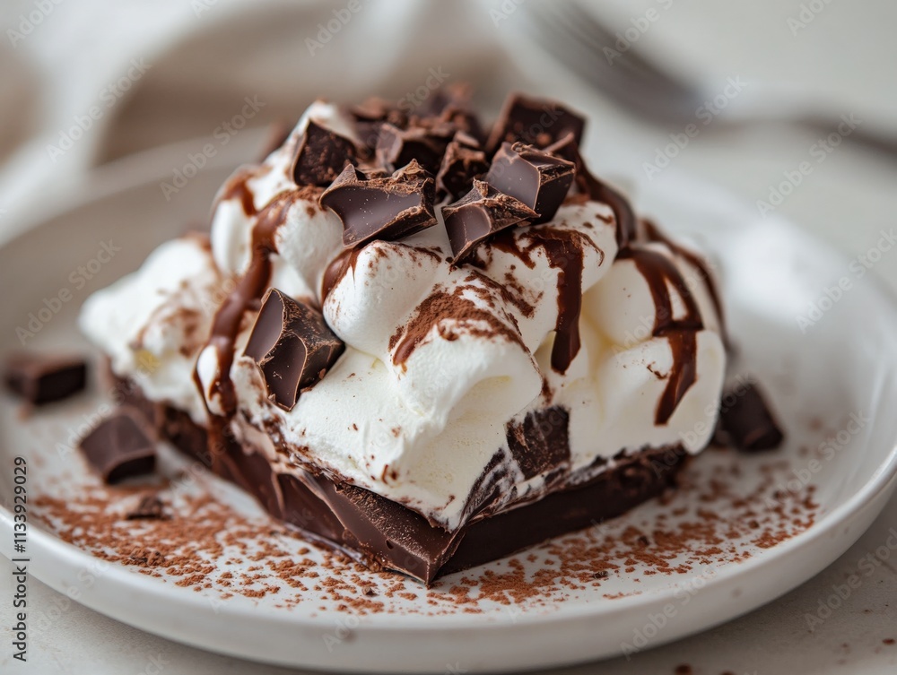 decadent chocolate dessert with whipped cream and chocolate shavings decadent chocolate dessert with whipped cream and chocolate shavings