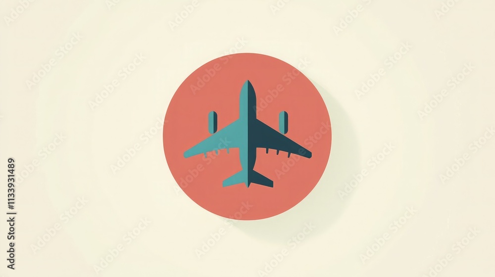 A flat design airplane icon in a circle, suitable for travel or aviation-related visuals. A flat design airplane icon in a circle, suitable for travel or aviation-related visuals.