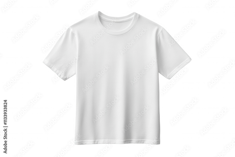Fototapeta premium Isolated on a transparent background. Plain white t-shirt on black background for apparel design and branding concepts.