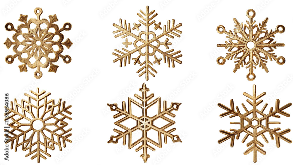 PNG Gold snowflake ornament set of intricate design
PNG Gold snowflake ornament set of intricate design