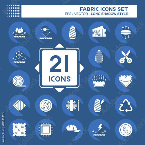 Icon Set Fabric. related to Education symbol. long shadow style. simple design editable