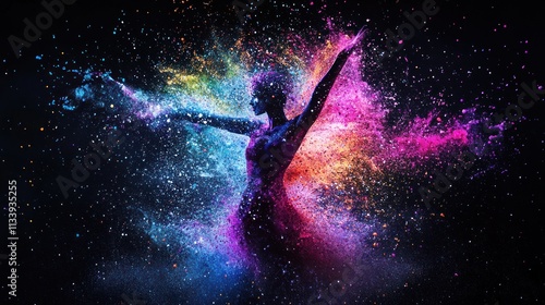 Silhouette of a Woman in a Burst of Color