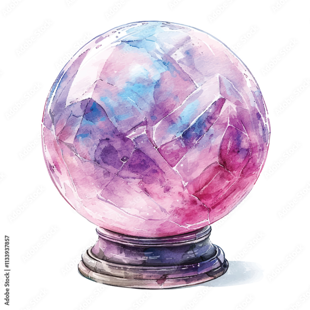 watercolor of beautiful crystal ball cartoon watercolor of beautiful crystal ball cartoon