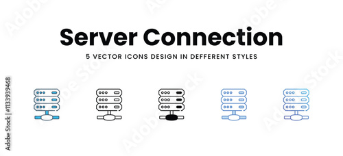 Server Connection icons set in different style vector stock illustration