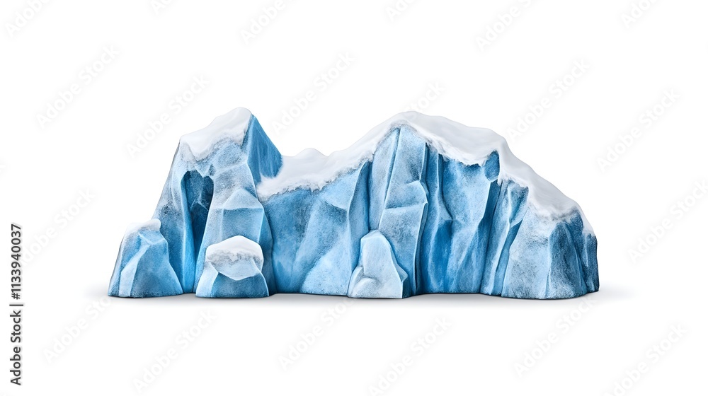 Obraz premium Stunning Iceberg with Smooth Blue Facets and Snow Cover on Top for Arctic Landscape, Natural Habitat, Winter Scenery, and Global Warming Themes
