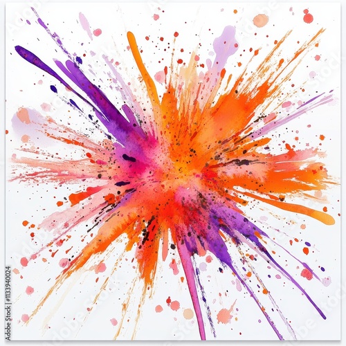 Vibrant Explosion of Colors: A Dynamic Abstract Watercolor Painting with Bold Splashes