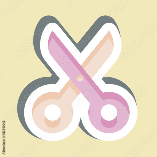 Sticker Scisccors. related to Fabric symbol. simple design editable