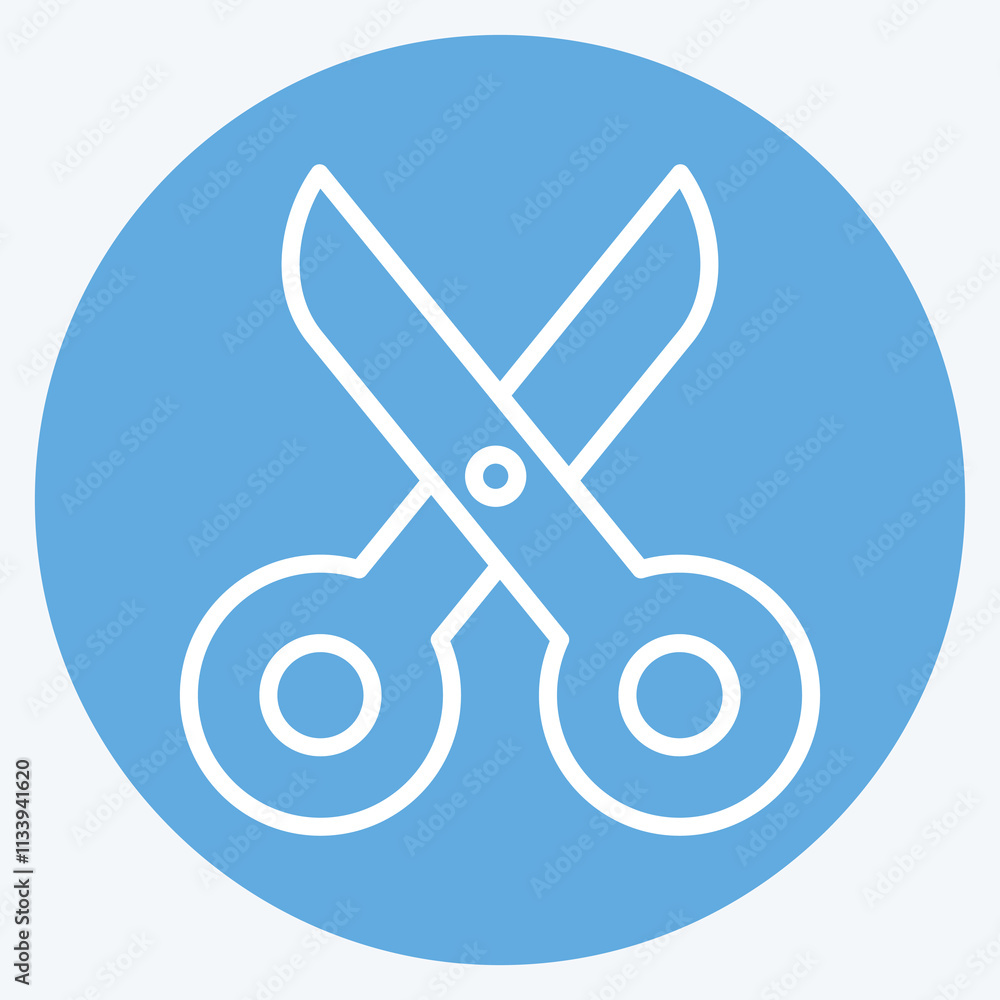 Icon Scisccors. related to Fabric symbol. blue eyes style. simple design editable Icon Scisccors. related to Fabric symbol. blue eyes style. simple design editable