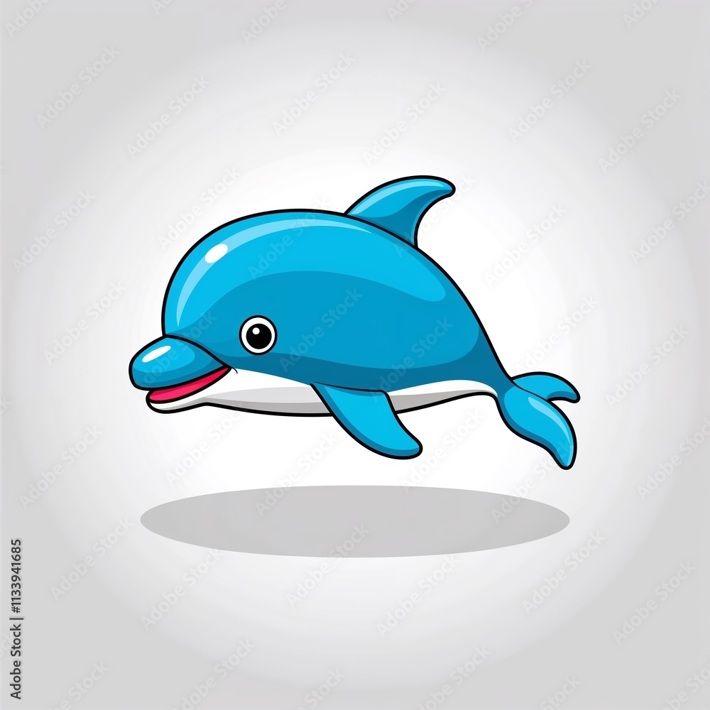 Obraz premium A dolphin stuffed toy cartoon illustration on plain white background