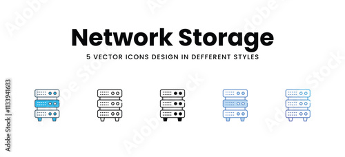 Network Storage icons set in different style vector stock illustration