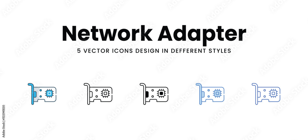 Network Adapter icons set in different style vector stock illustration Network Adapter icons set in different style vector stock illustration