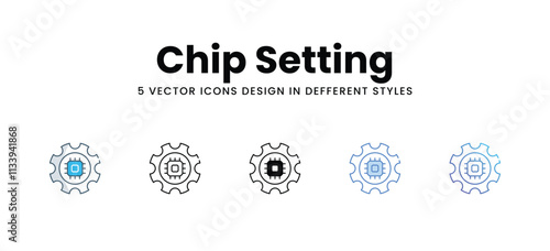 Chip Setting icons set in different style vector stock illustration