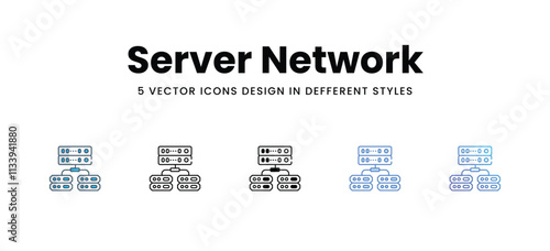 Server Network icons set in different style vector stock illustration