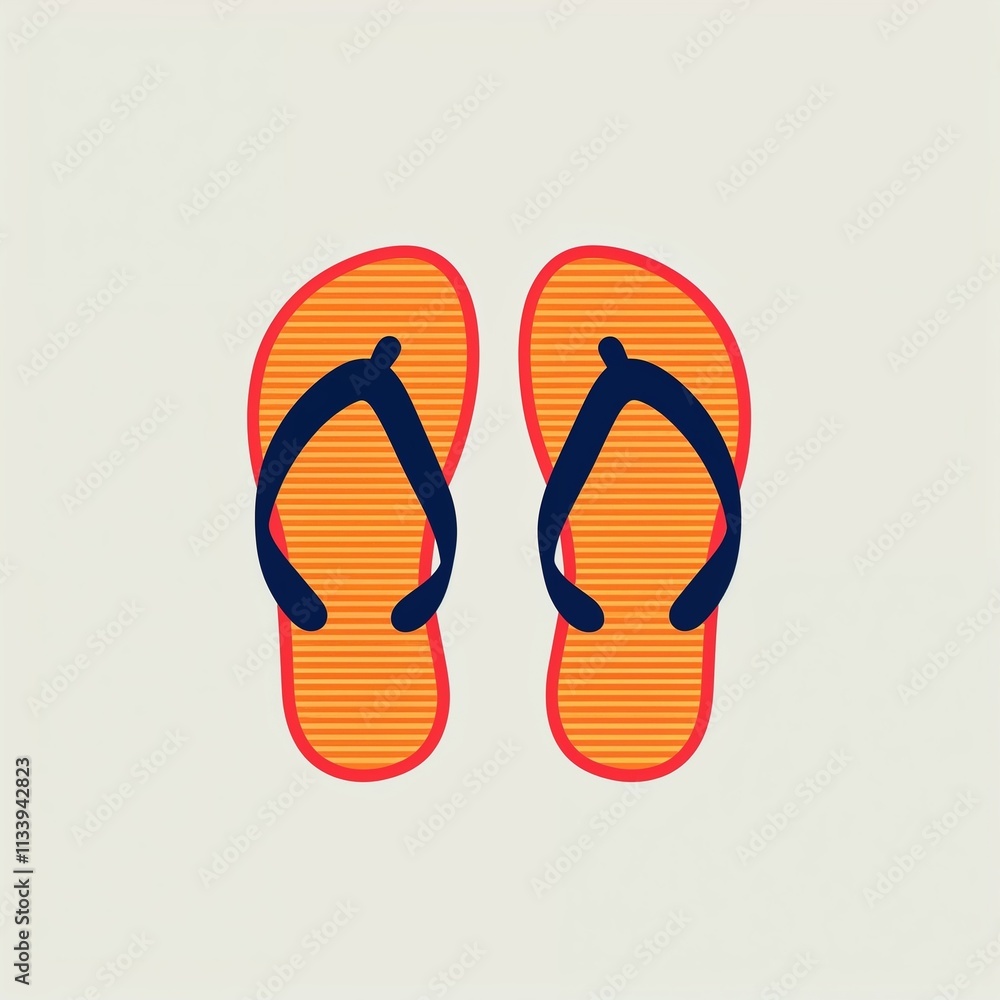 A flip flop slipper cartoon illustration on plain white background A flip flop slipper cartoon illustration on plain white background