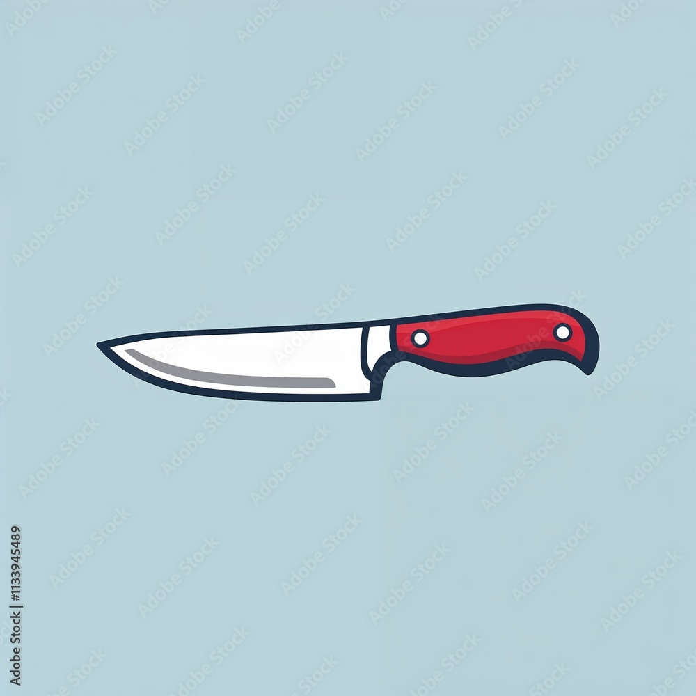 A kitchen knife cartoon illustration on plain white background A kitchen knife cartoon illustration on plain white background