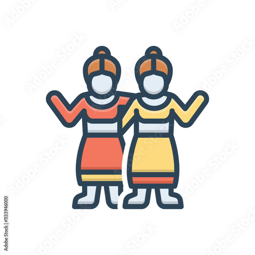 Color illustration icon for bff