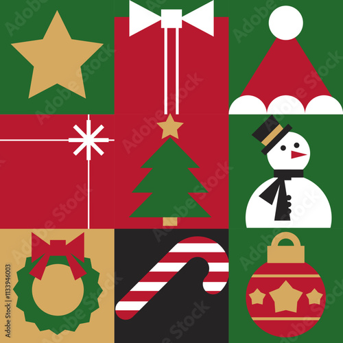 Scandinavian Christmas Ornament Grid Design