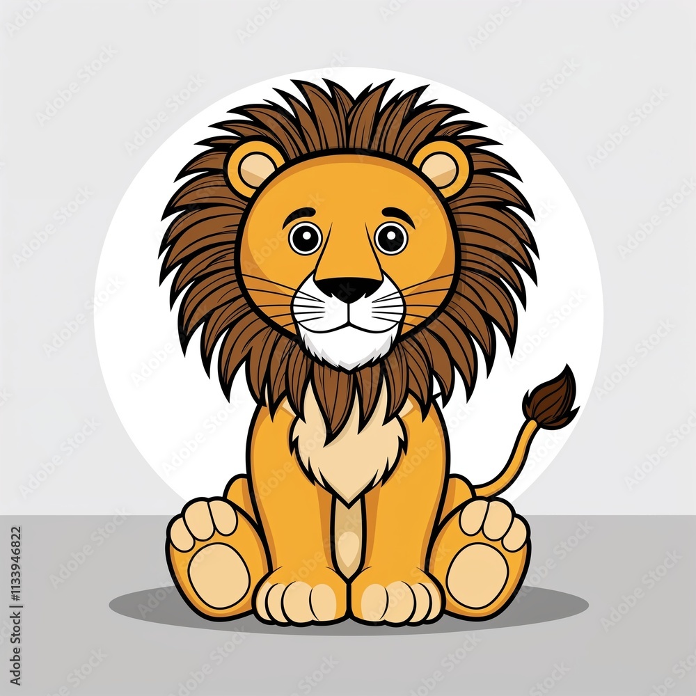 Fototapeta premium A lion stuffed toy cartoon illustration on plain white background