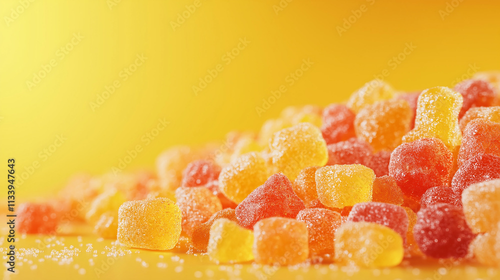 Sweet candied fruit isolated on a yellow background Sweet candied fruit isolated on a yellow background