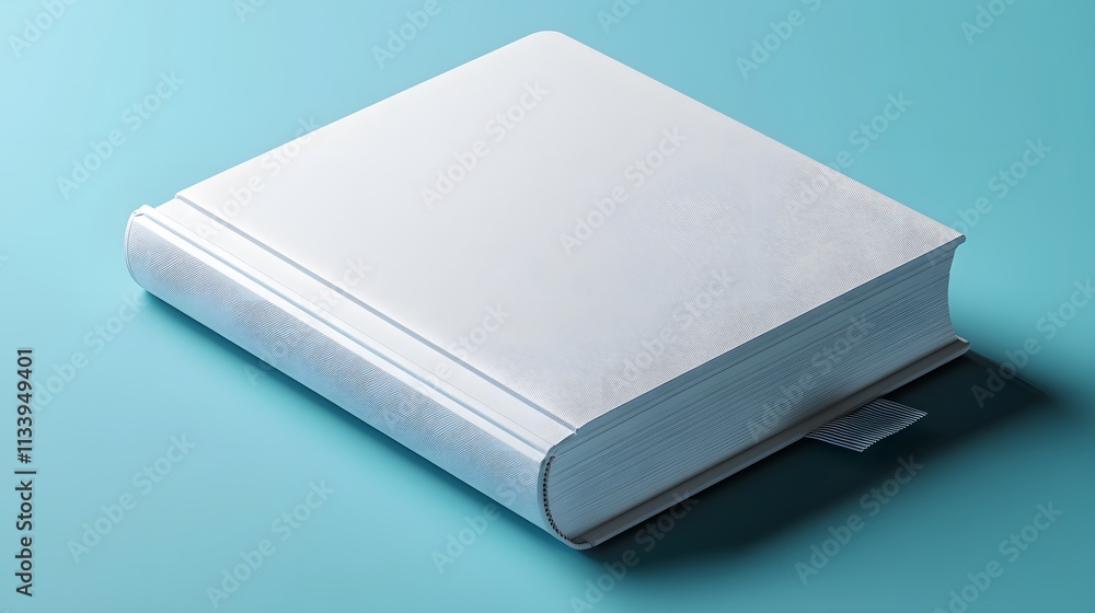 White blank book mockup on blue background. White blank book mockup on blue background.