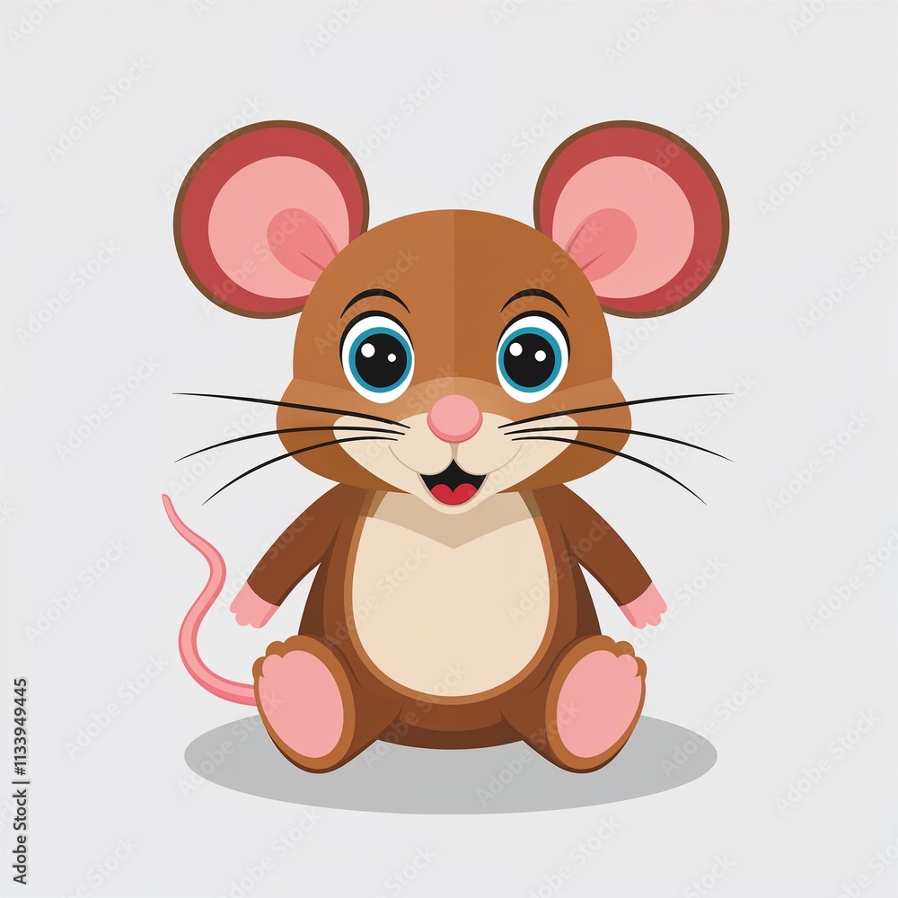 A mouse stuffed toy cartoon illustration on plain white background A mouse stuffed toy cartoon illustration on plain white background