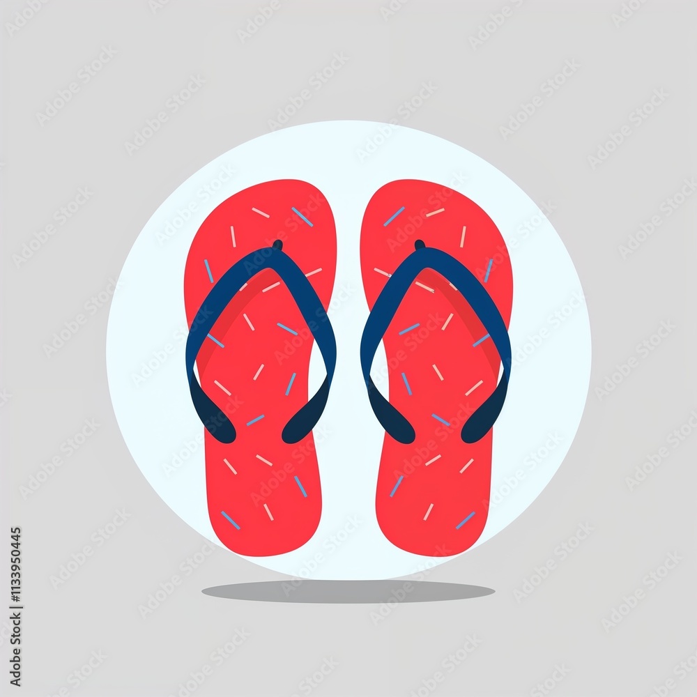 A pair of flip flop slipper cartoon illustration on plain white background A pair of flip flop slipper cartoon illustration on plain white background