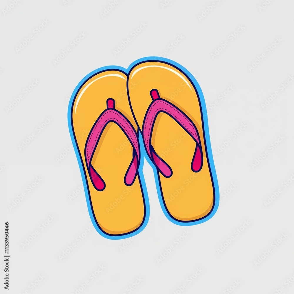 A pair of flip flop slipper cartoon illustration on plain white background A pair of flip flop slipper cartoon illustration on plain white background