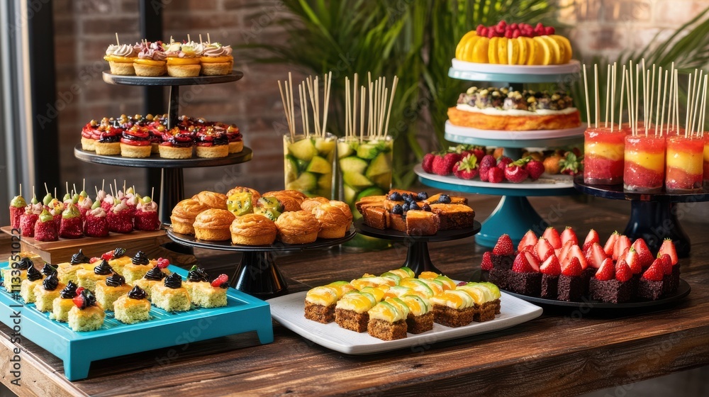 Variety of Colorful Sweets and Desserts Displayed Variety of Colorful Sweets and Desserts Displayed