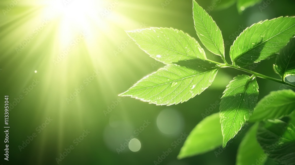 Sunlit leaf surface with stomata nature photostock lush environment close-up view plant biology concept Sunlit leaf surface with stomata nature photostock lush environment close-up view plant biology concept