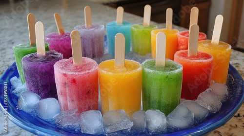 Colorful Ice Pops on a Decorative Plate