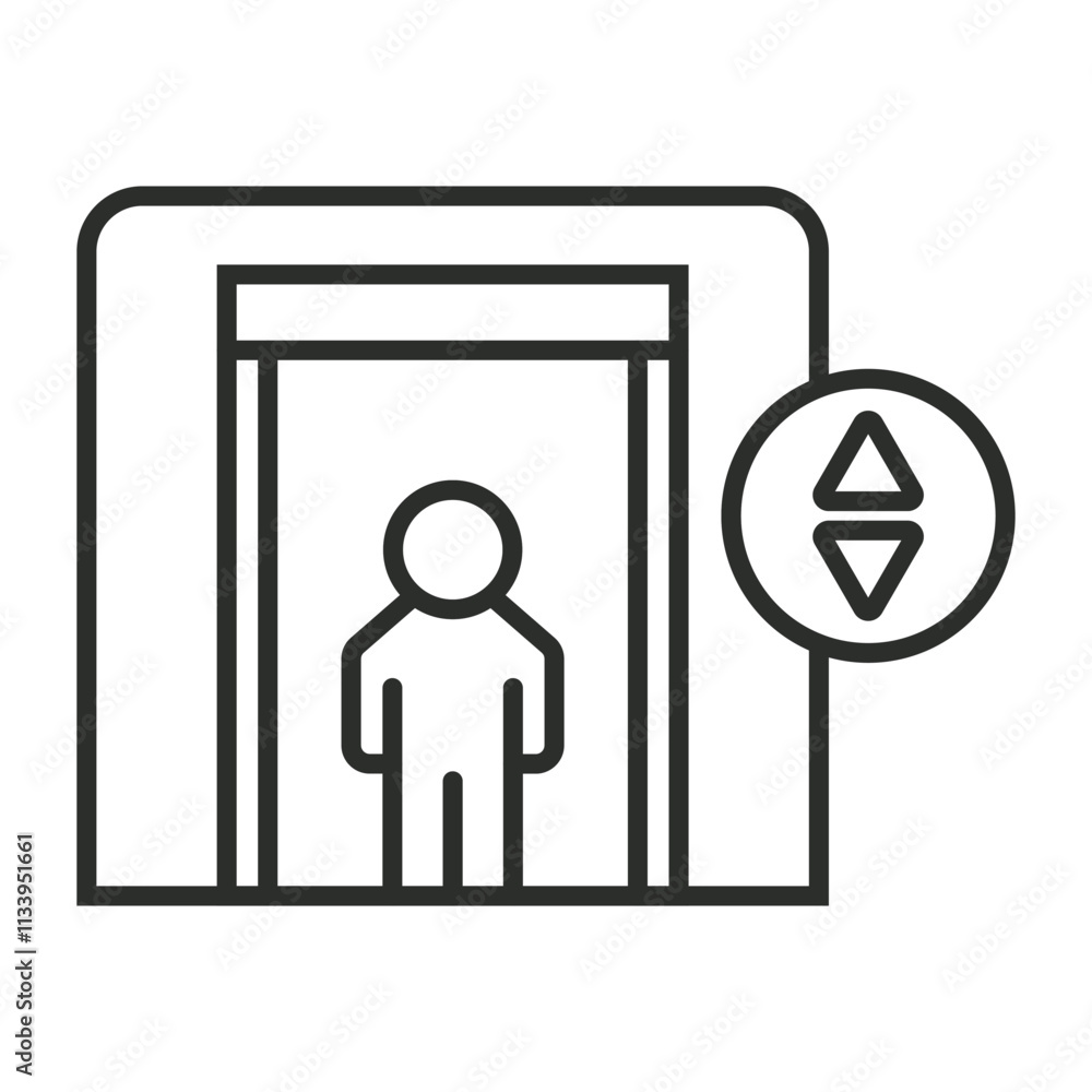 Elevator icon, Hotel service symbol outline icon, editable vector illustration and transparent graphic element. Isolated on white background Elevator icon, Hotel service symbol outline icon, editable vector illustration and transparent graphic element. Isolated on white background
