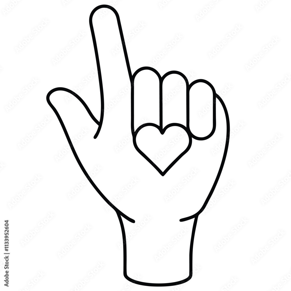 Stylish hand gesture with a heart tattoo, perfect for social media graphics.