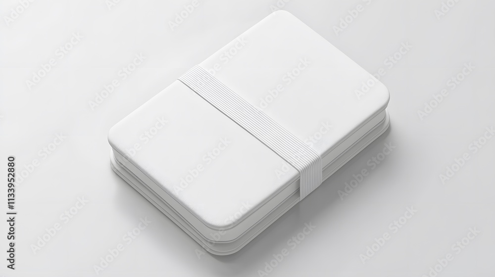 White rectangular box with a band, isolated on white background. White rectangular box with a band, isolated on white background.