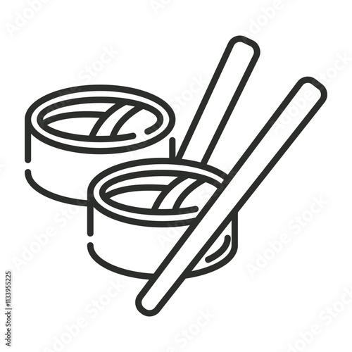 Sushi icon, Fast food symbol outline icon, editable vector illustration and transparent graphic element. Isolated on white background