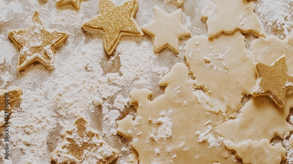 Golden Star Cookie Dough on Flour Surface Golden Star Cookie Dough on Flour Surface