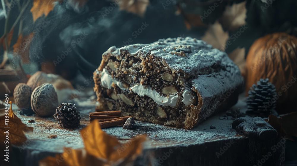 Celebrate Valentine's Day with a delightful chocolate nut cake featuring cream filling Celebrate Valentine's Day with a delightful chocolate nut cake featuring cream filling