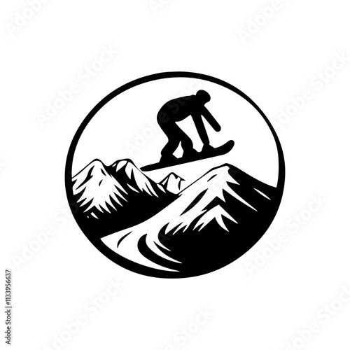 Minimalist Ski Hill Silhouette Logo