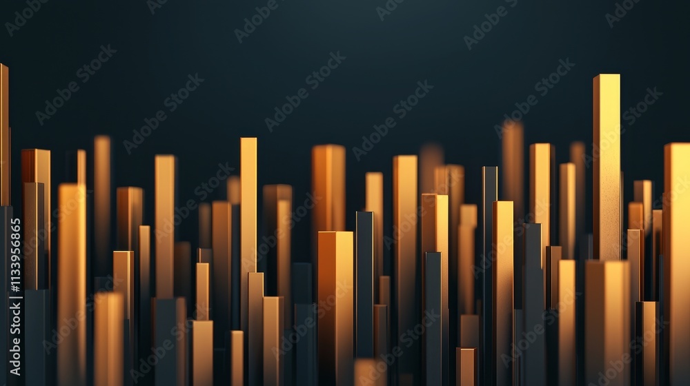 A vibrant array of golden vertical bars creates a dynamic, abstract landscape against a dark background, symbolizing growth and energy. A vibrant array of golden vertical bars creates a dynamic, abstract landscape against a dark background, symbolizing growth and energy.